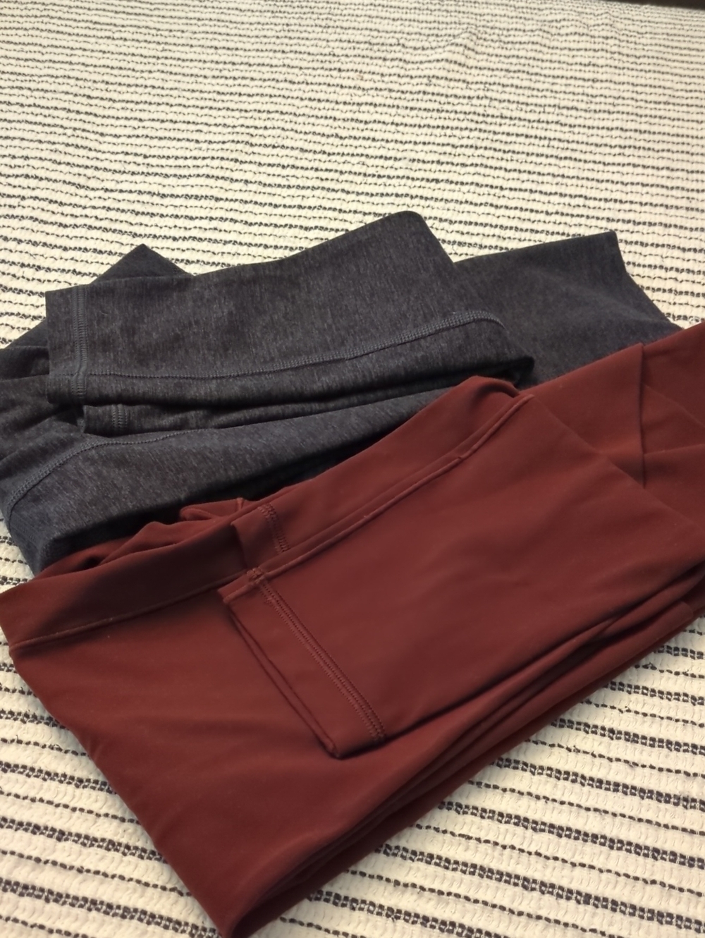 Aerie High-Rise Active Leggings Set Real Me Extra Burgundy& The Hugger Charcoal